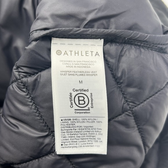 Athleta Whisper Featherless Puffer Vest Quilted Black Size Medium Women - Picture 6 of 8